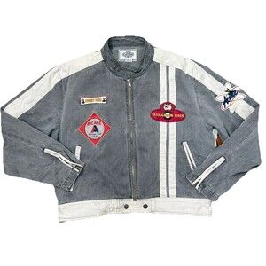VTG Acme Clothing Co Looney Tunes Bugs bunny NASCAR Moto Jacket Cotton LARGE
